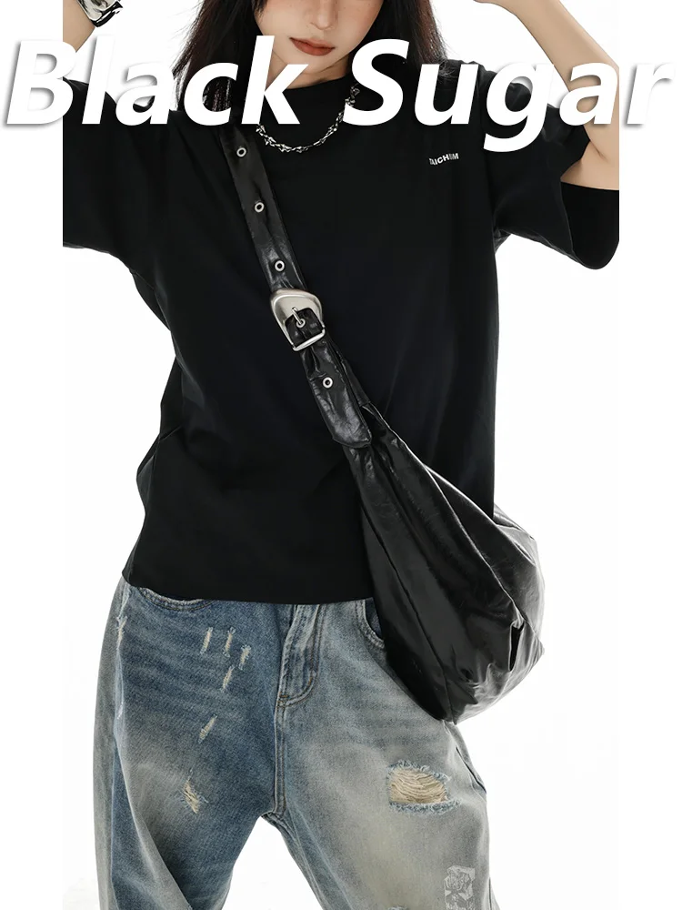 Borsa a tracolla vintage di grande capacità Y2k moda semplice da donna 2025 nuova borsa a tracolla Hobo nera morbida alla moda estiva