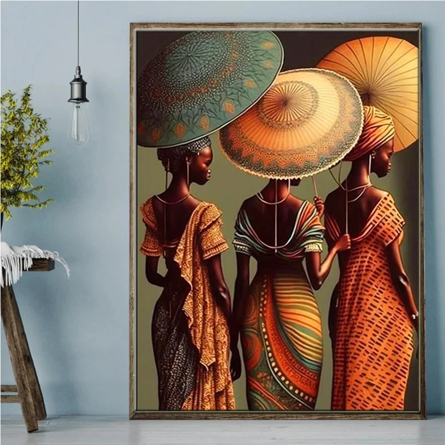 African woman 5D Diamond Mosaic beauty pattern Full Square round Diamond Painting Cross Stitch Kit Diamond Embroidery home decor