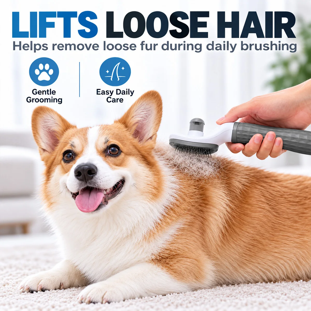 1pc Pet Grooming Brush Self Cleaning Slicker Brush Dog Cat Hair Remover Deshedding Massage Comb for Daily Grooming Pet Owners
