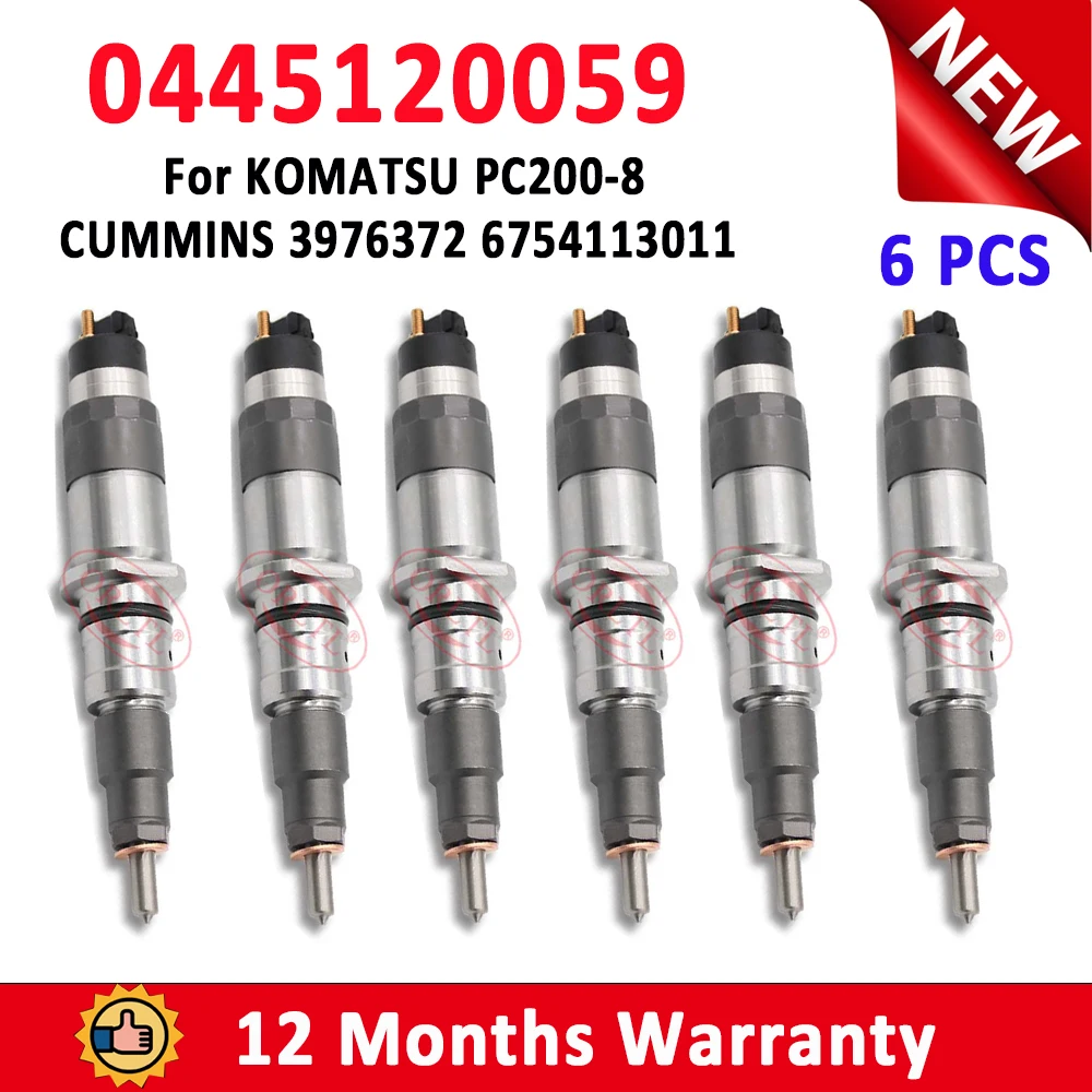 ORLTL 6 PCS NEW 0445120059 Diesel Injector 0445120231 0 445 120 231 Nozzle 0 445 120 059 For KOMATSU 6754113011 3976372 4945969