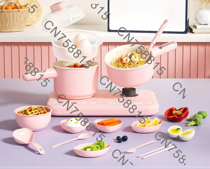 children's play house simulation kitchen can cook a full set of birthday gifts，Mini kitchenette real cooking version