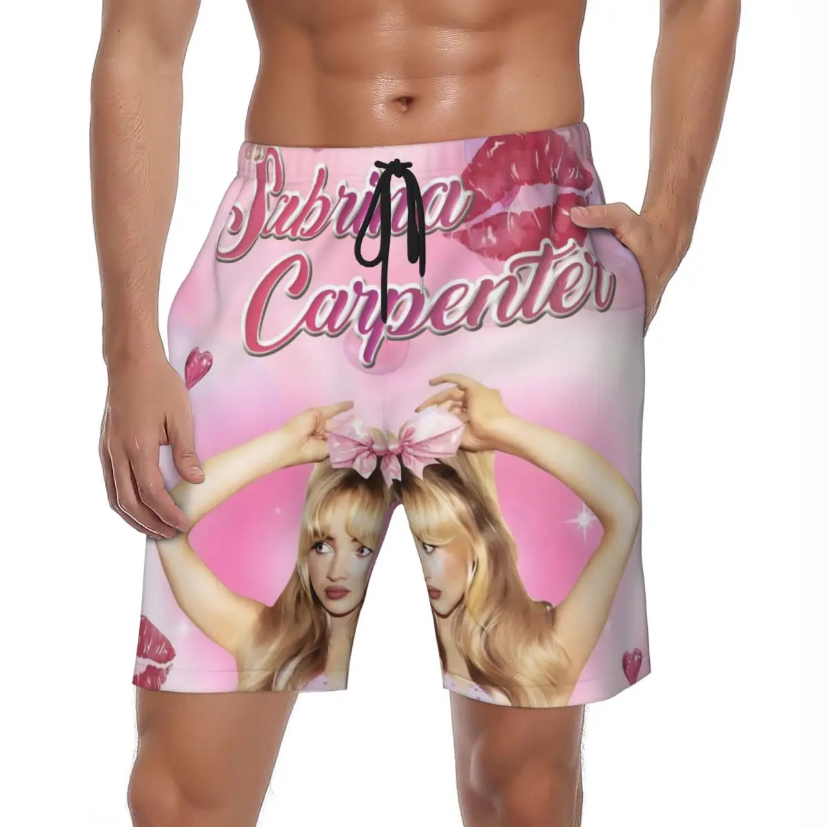 

Sabrina Carpenter American Singer Man's Best Friend New Album Board Shorts Summer Running Beach Shorts Man Y2K Swimming Trunks