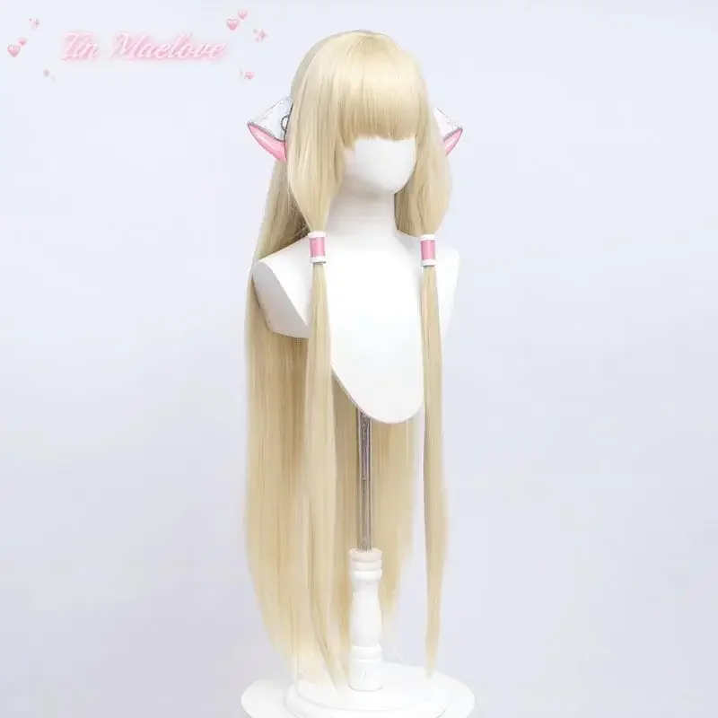 مخزون جديد في المخزون! أنيمي تشوبيتس تشي شعر مستعار تأثيري 125 سنتيمتر طويل مستقيم ضوء شعر مستعار الذهبي تشوبيتس تشي مقاومة للحرارة الألياف الباروكات قبعة