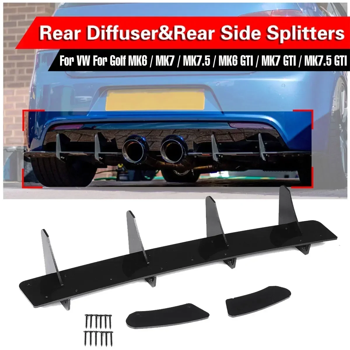 MK7 GTI Rear Bumper Diffuser Rear Side Splitters Spoiler Lip For VW For Volkswagen Golf 7 VII MK7 GTI Rear Bumper Lip Diffuser