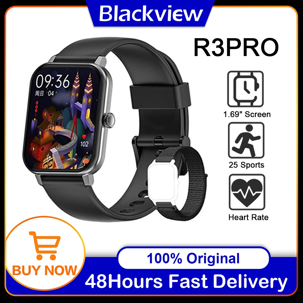 Blackview inteligentny zegarek mężczyźni kobiety Sport zegarki 1.69 "pełnoekranowy Smartwatch monitorujący tętno IP68 wodoodporny zegarek dla Android IOS