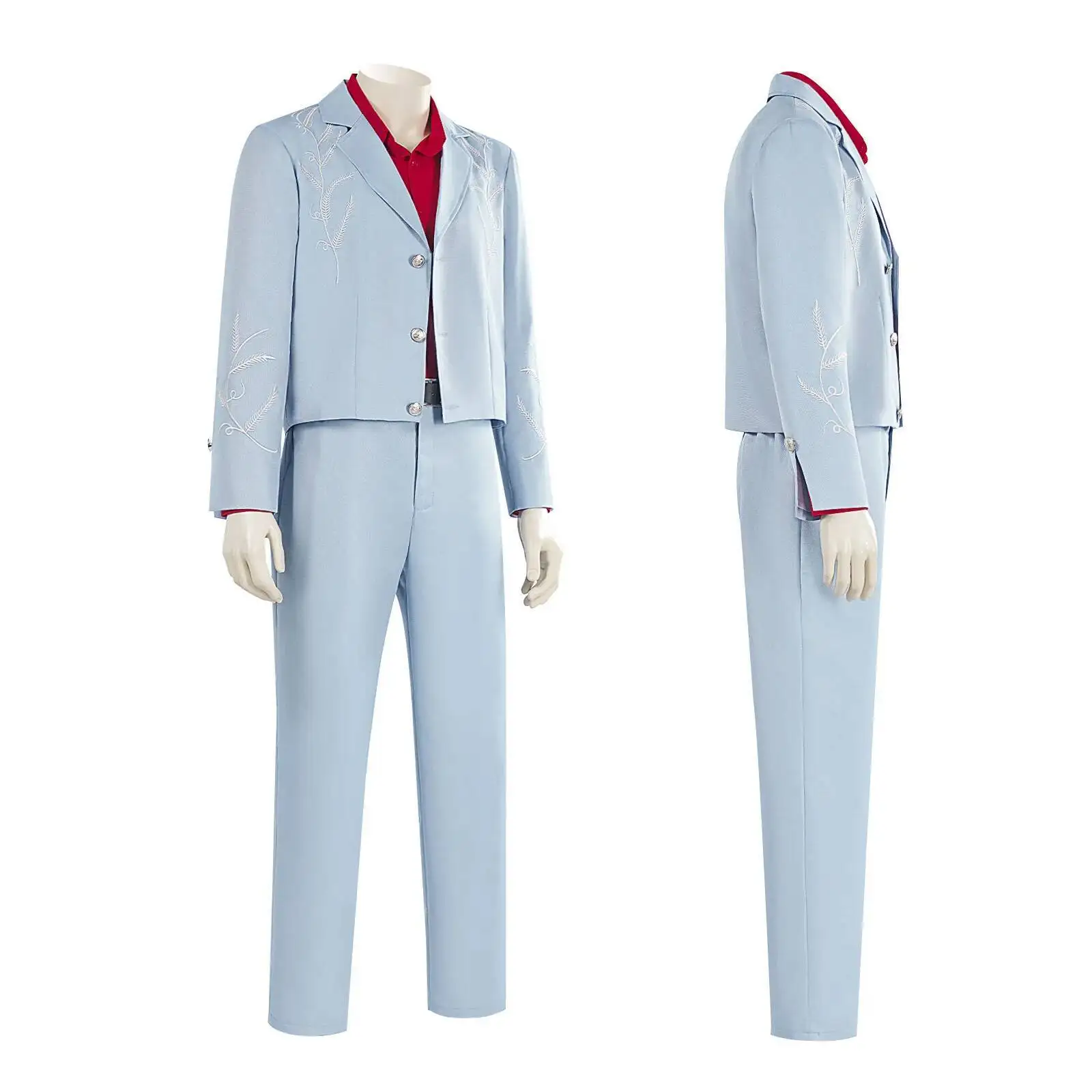 

5 Pcs Adult Halloween Dress Up Set Die With A Smile Cosplay Costume Gaga Blue Fancy Dress Party Suit Masquerade Suit
