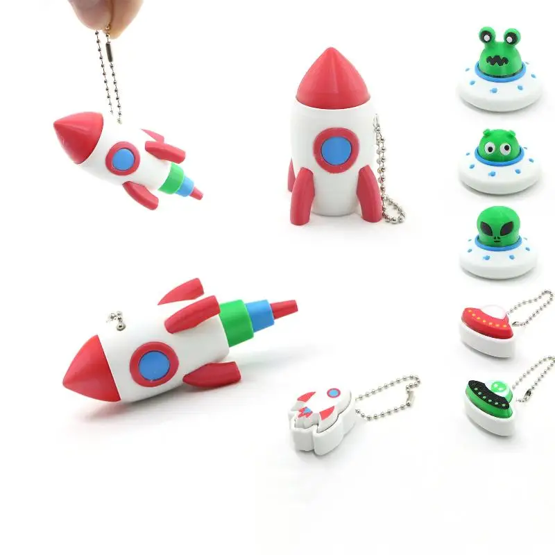 【IIOO】Rocket Clicker Fidget Keychain Keyboard-Style Sensory Toy For Stress Relief Funny Decompression Gifts For Children Adults