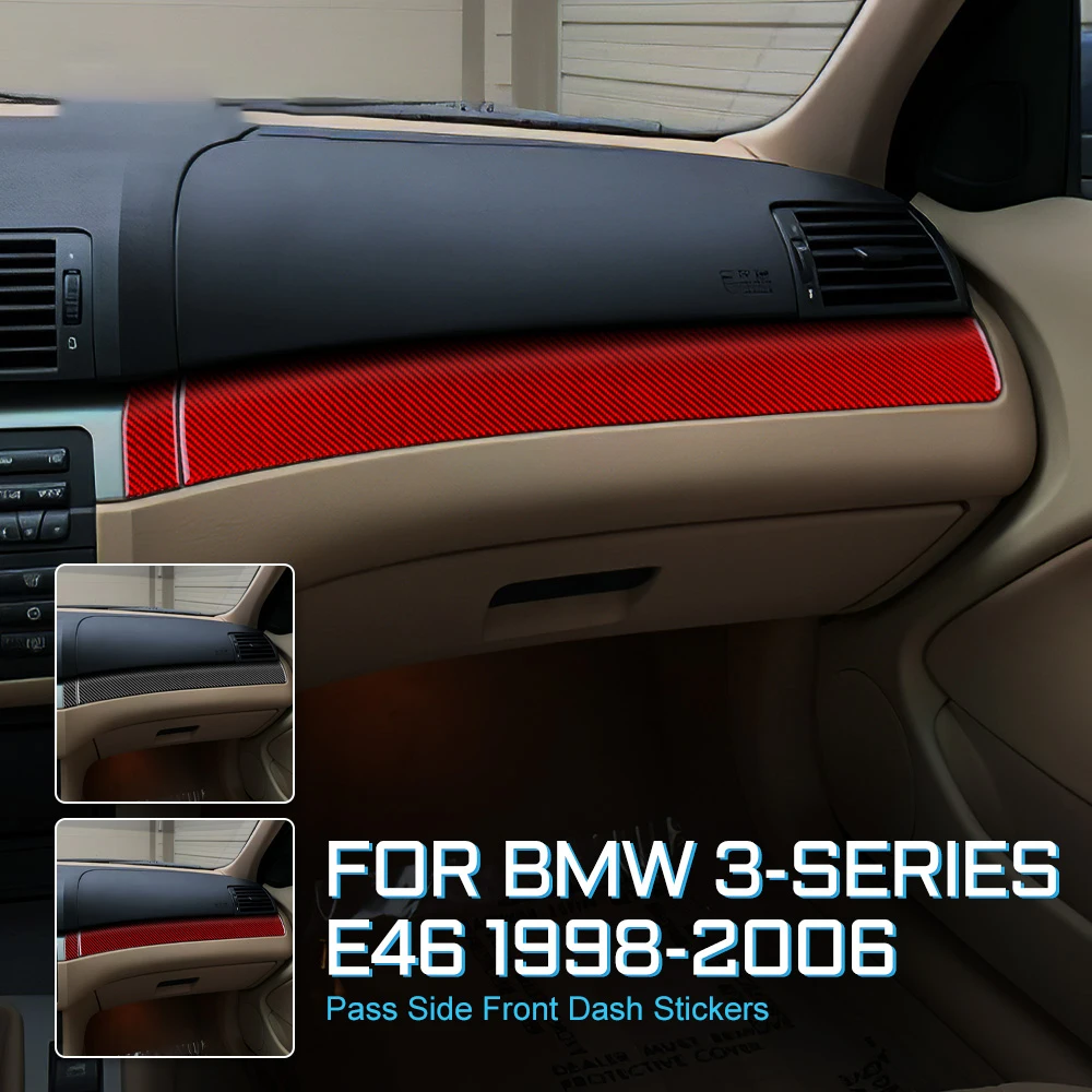 

For BMW E46 1998-2006 Central Air Vent & Lower Decor Trim, Real Carbon Fiber Self-Adhesive Anti-Scratch Sporty Interior Decor