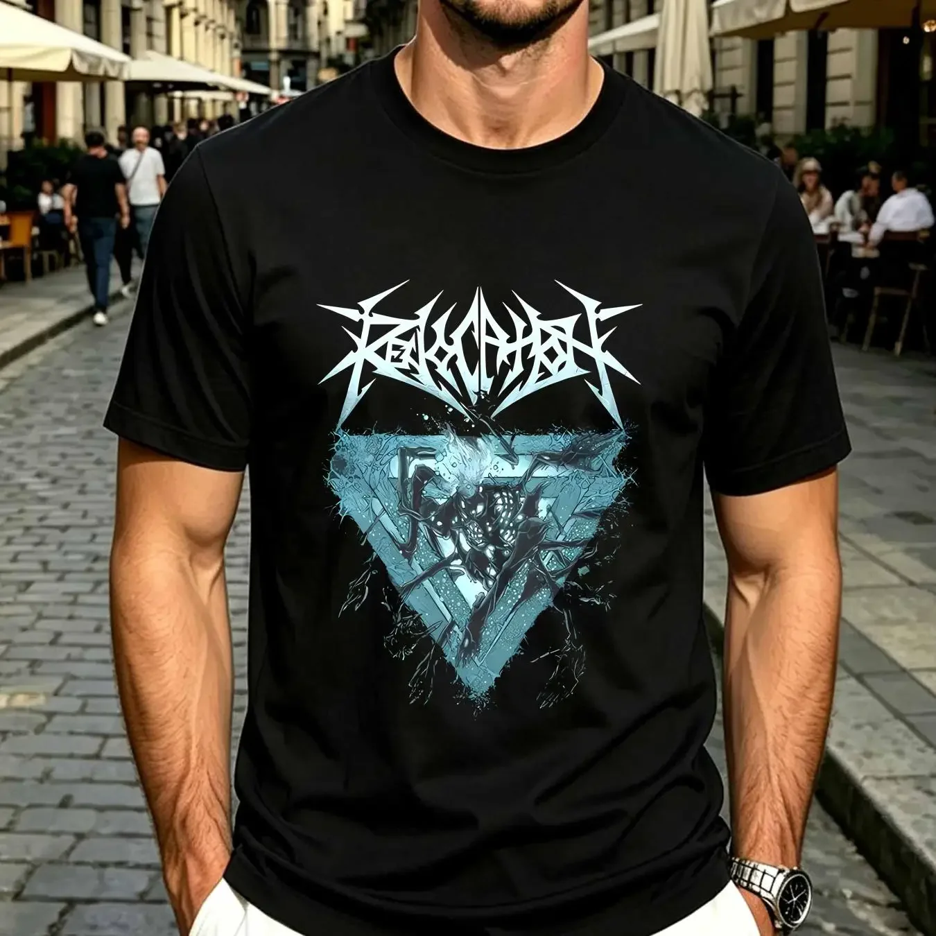 washed T Shirt Revocation 'Portal' Black NEW OFFICIAL vintage Washed Soft Top For Everyday Wear Slightly homme Breathable