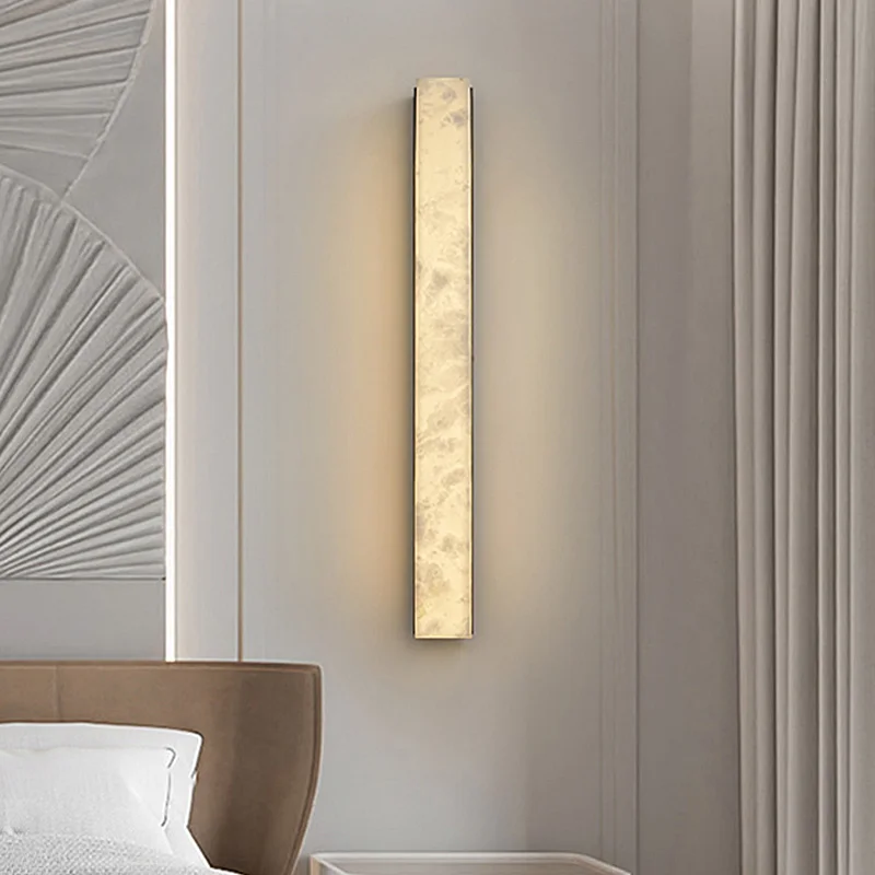 Long Strip Marble Wall Lamp Imitation Marble Resin Rectangle Wall Light for Living Room Background Corridor Entrance LED Sconce
