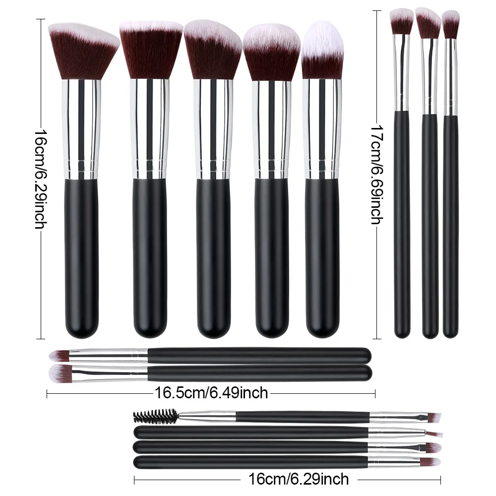 Kabuki Makeup Brushes Set, Rosto, Sombra, Escova de Fundação, Pó, Blush, Cosméticos, Escova de contorno, Maquiagem Beauty Tools, 14 Pcs, 16Pcs