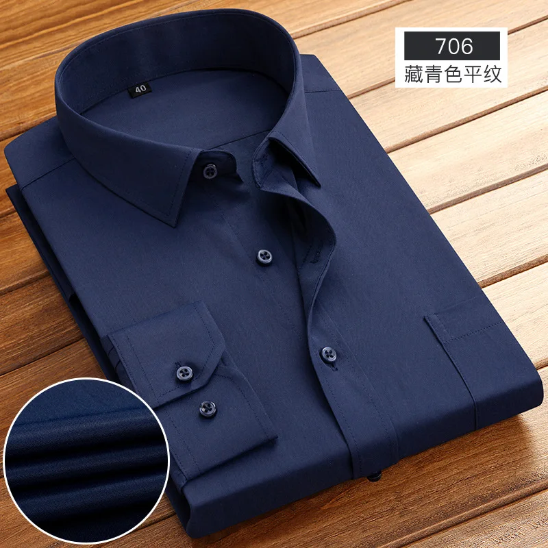 Men\'s shirt long sleeve striped thin spring/summer work clothes Business formal casual wear high quality fashion solid color