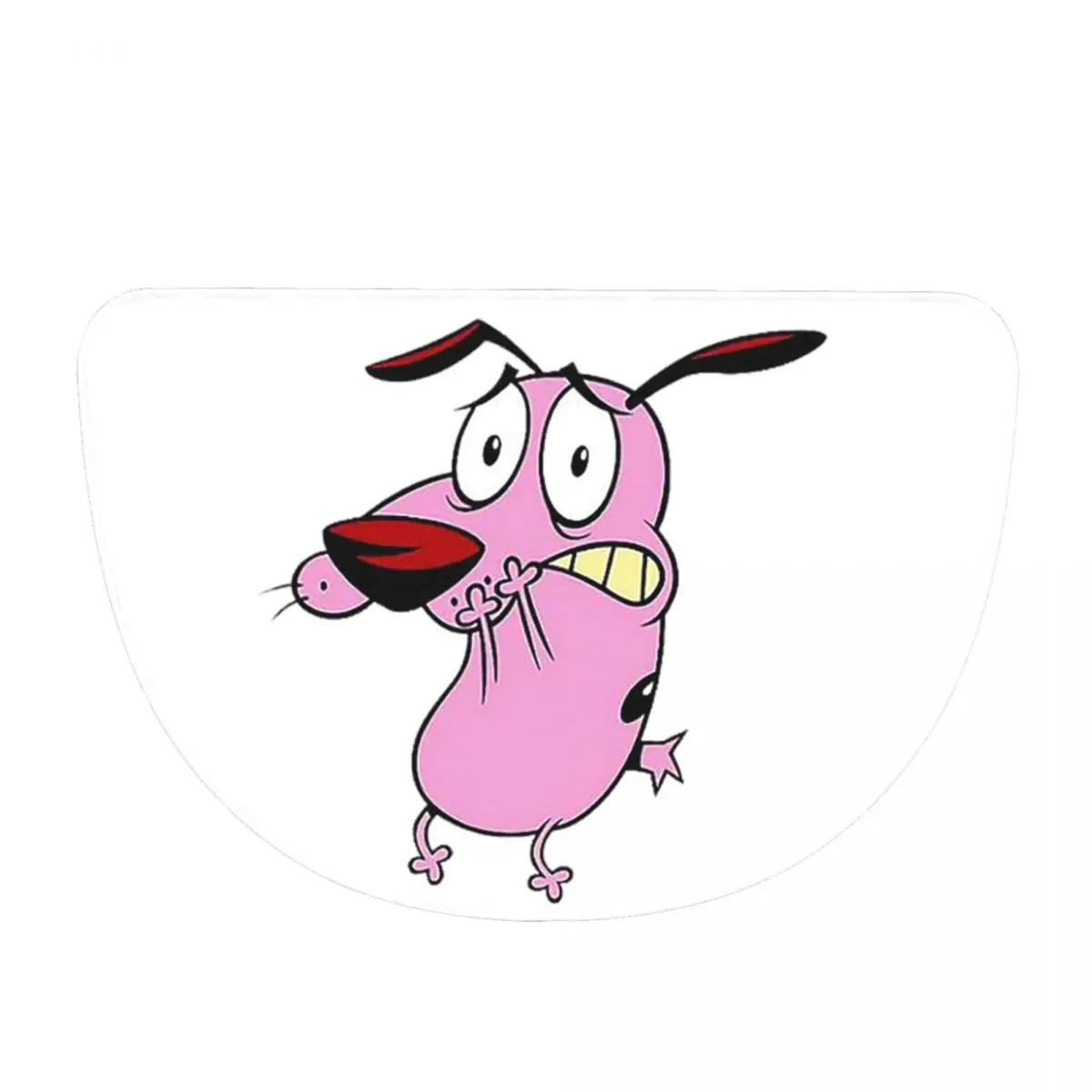 Cute Courageous Cowardlys Dog Flannel Half Round Doormat Non Slip Bathroom Mat Absorbent Floor Carpet for Laundry Room Bathroom