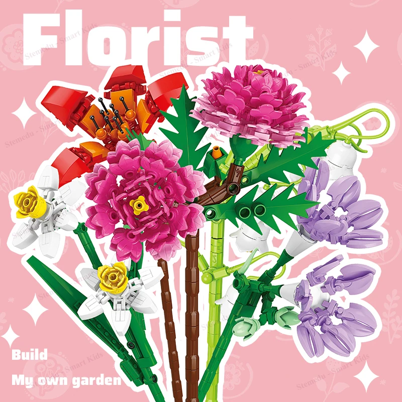 

Цветы «сделай сам», украшения, строительные блоки, игрушки, ботанический набор, набор розовых кирпичей на День святого Валентина, подарок для девочек, друзей, детей и взрослых