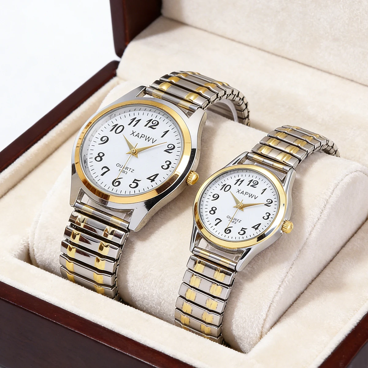 Couple Style Fashionable Casual Watch, Men's and Women's Quartz Watch, Arabic Numeral Display, Elastic Strap Versatile Wristwatch