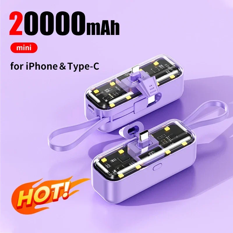 

20000mah Portable Power Bank Fast charging Pd100w Detachable Usb To C-type Cable Suitable For IPhone Samsung Xiaomi 2024 New