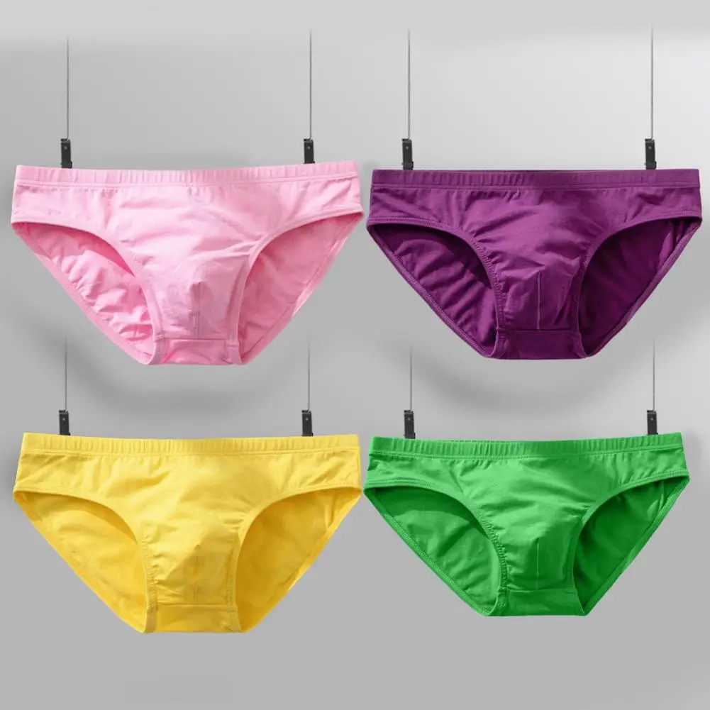 Sexy Adult Man Briefs Stretchy Breathable Pure Color Cotton Briefs Low Waist Cotton Underpants Plus Size Men Underwear