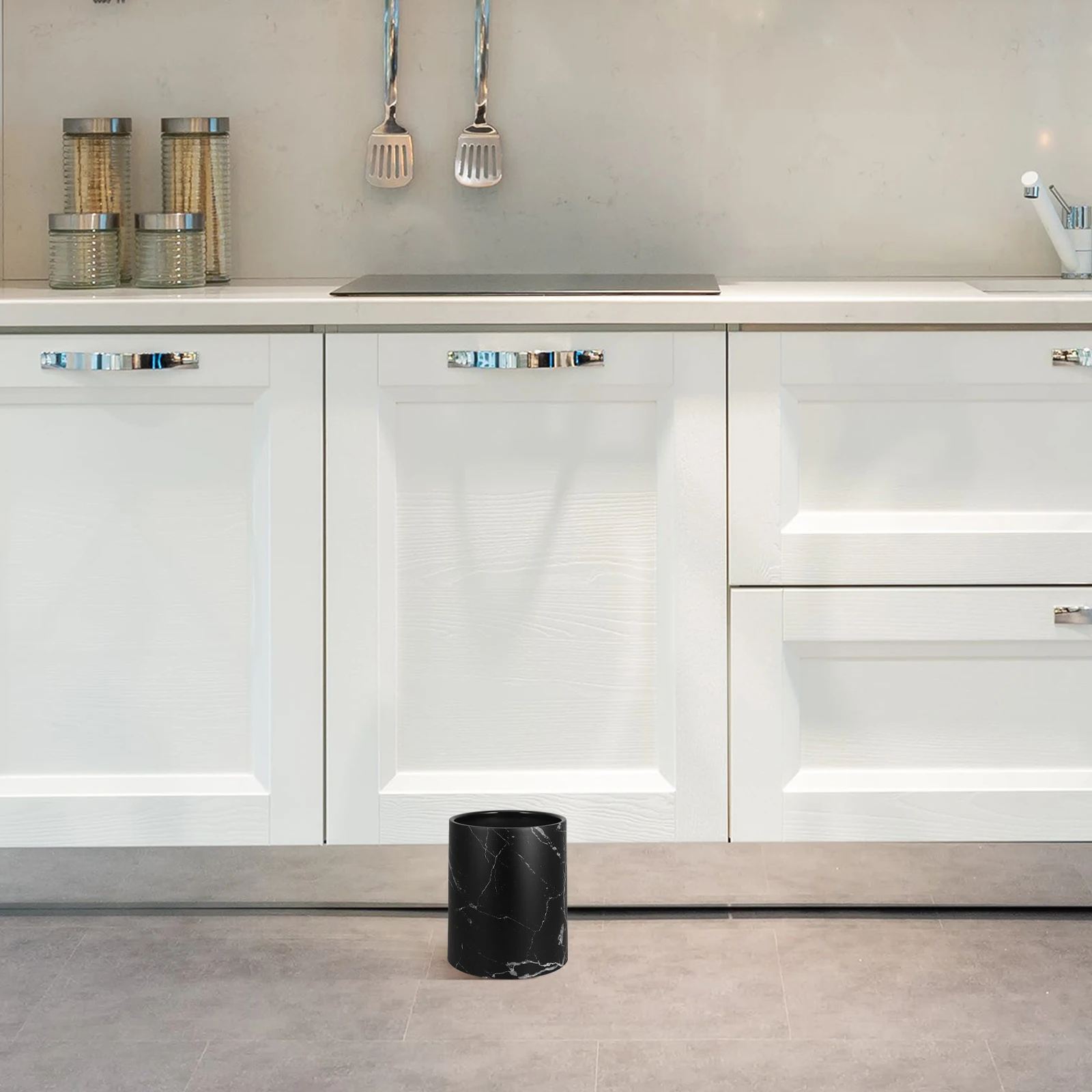 

Marble Pattern Trash Can Large Round Modern Garbage Bin for Bathroom Bedroom Living Room Kitchen Office Waste Container Easy