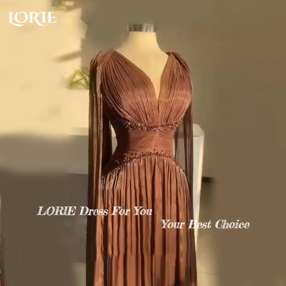 

LORIE Sexy Shiny Mermaid Evening Dresses Pleats Ruched Prom Gown Shawl V Neck Satin Party Dresses Customized Brithday Gown Club