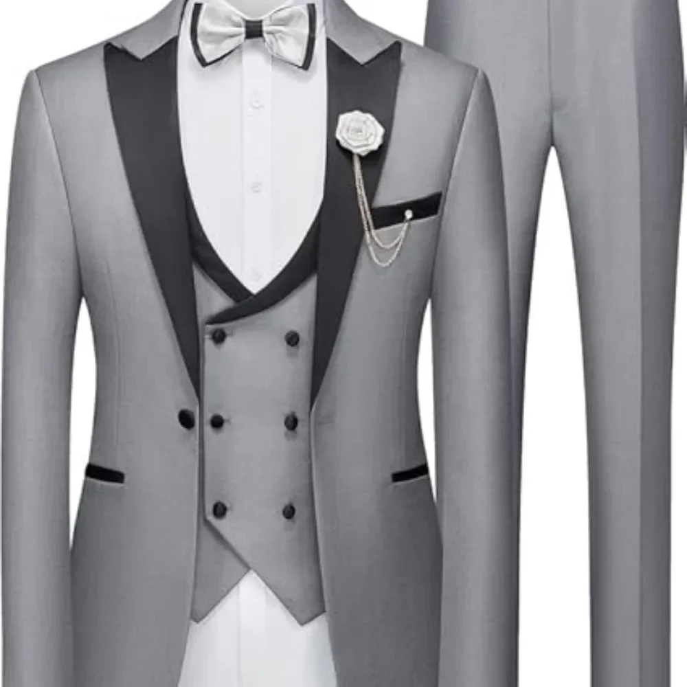 Setelan Jas Formal Pria Warna Solid dengan Kerah Besar, Jaket Slim Fit Berkualitas Tinggi untuk Kostum Panggung Pernikahan