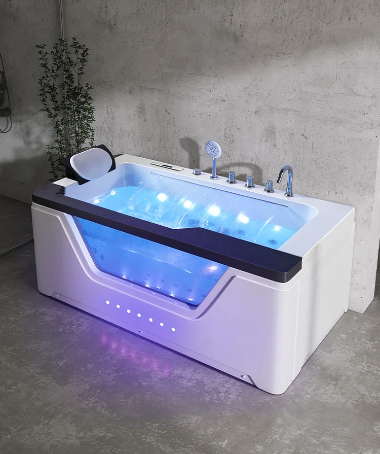 Water curtain waterfall surfing massage acrylic bathtub with constant temperature heating, 1.7 meter bathtub