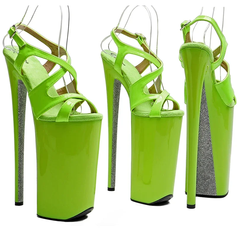 

Leecabe 26CM/10inches Patent PU Upper sexy exotic High Heel Glitter platform party sandals stripper heel Pole Dance shoes