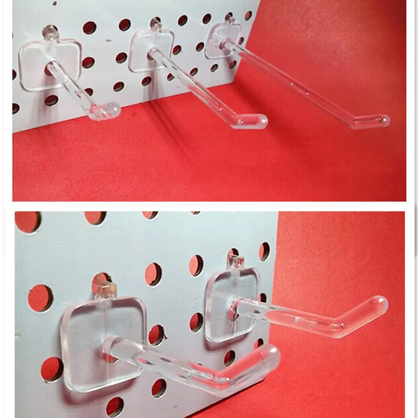 Imagem -06 - Plástico Transparente Prateleira Rack Display Pendurado Cabide Ganchos Único pé Supermercado Peg Slot Board Armazenamento em Mesh Backboard 100 Pcs