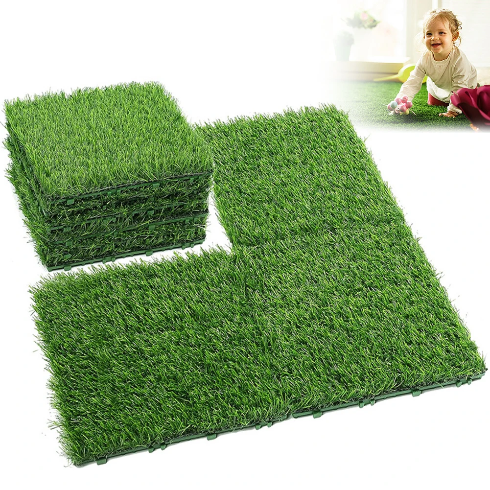 

10-30PCS Artifical Grass Rug Green Turf 12x12 Inch Fake Door Mat Outdoor Patio Lawn Decoration Realistic Grass Square Grass Mat