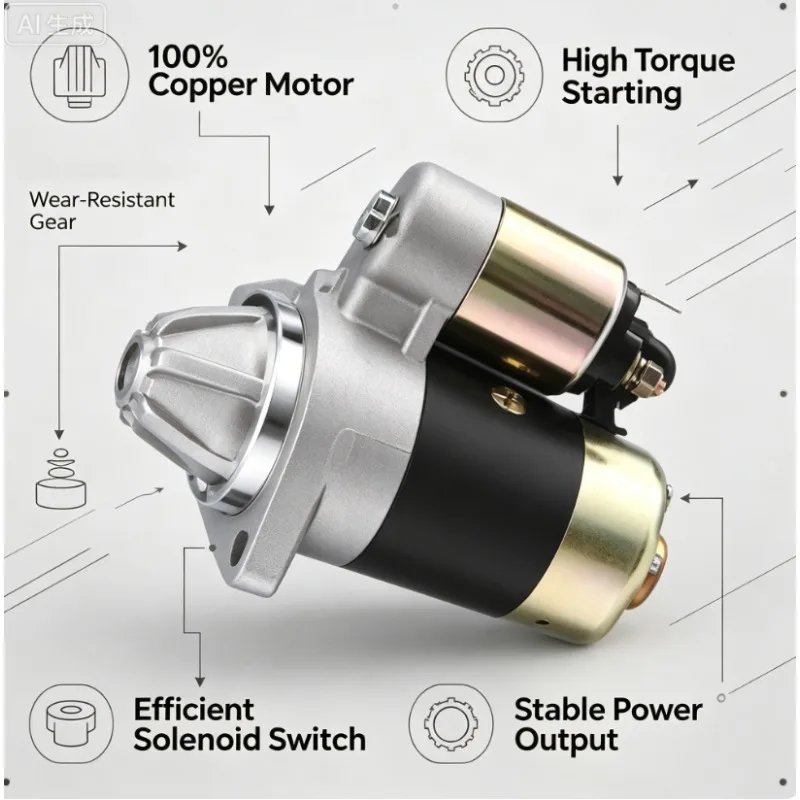 Diesel Engine Starter Motor, Replacement Starting Motor For Road Cutter & Generator, Fit Small Diesel Engines