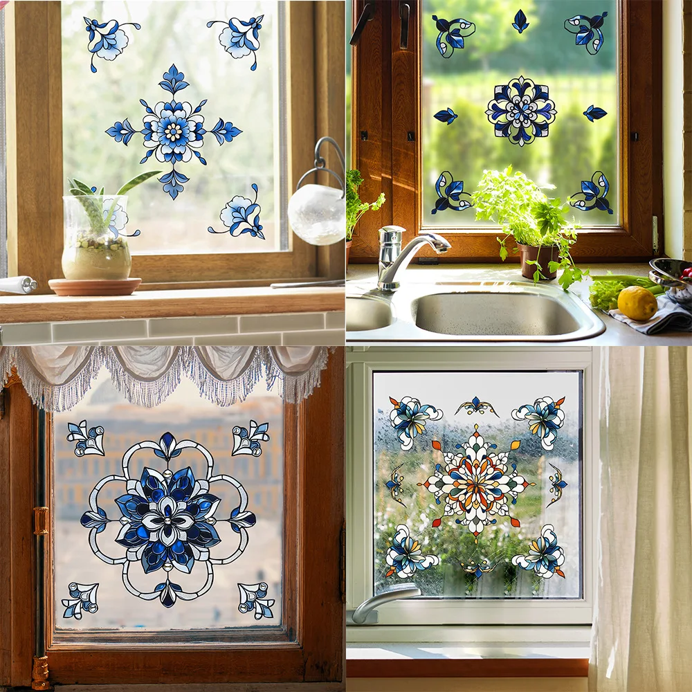 1pcs European retro patterned glass stickers, suitable for wall decoration in the entrance hall, bedroom and living room