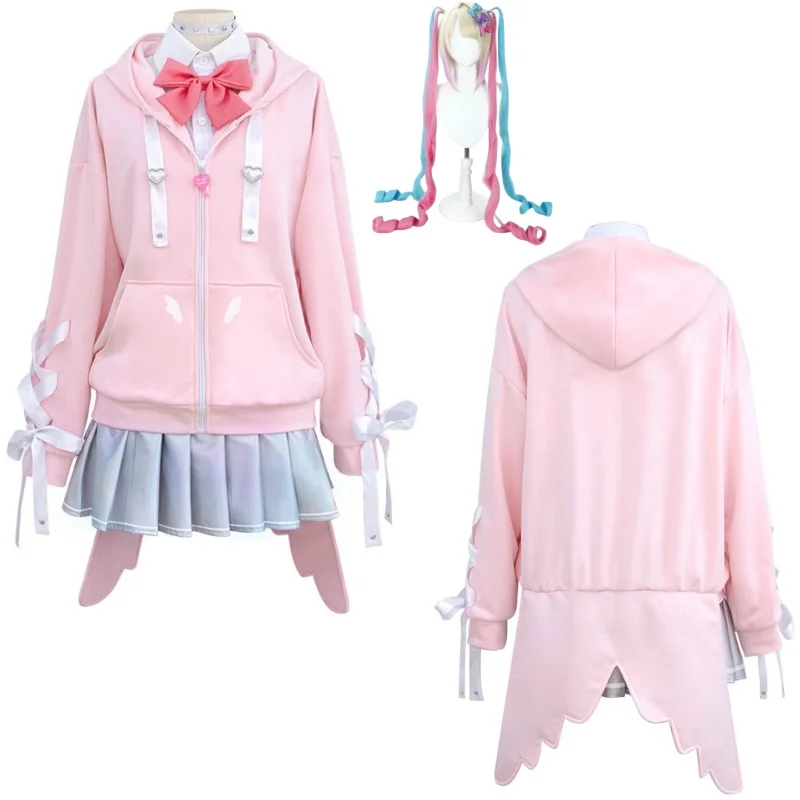 KAnge Cosplay Costume for Women  Anime Outfit Halloween Cos Pink hoodie set