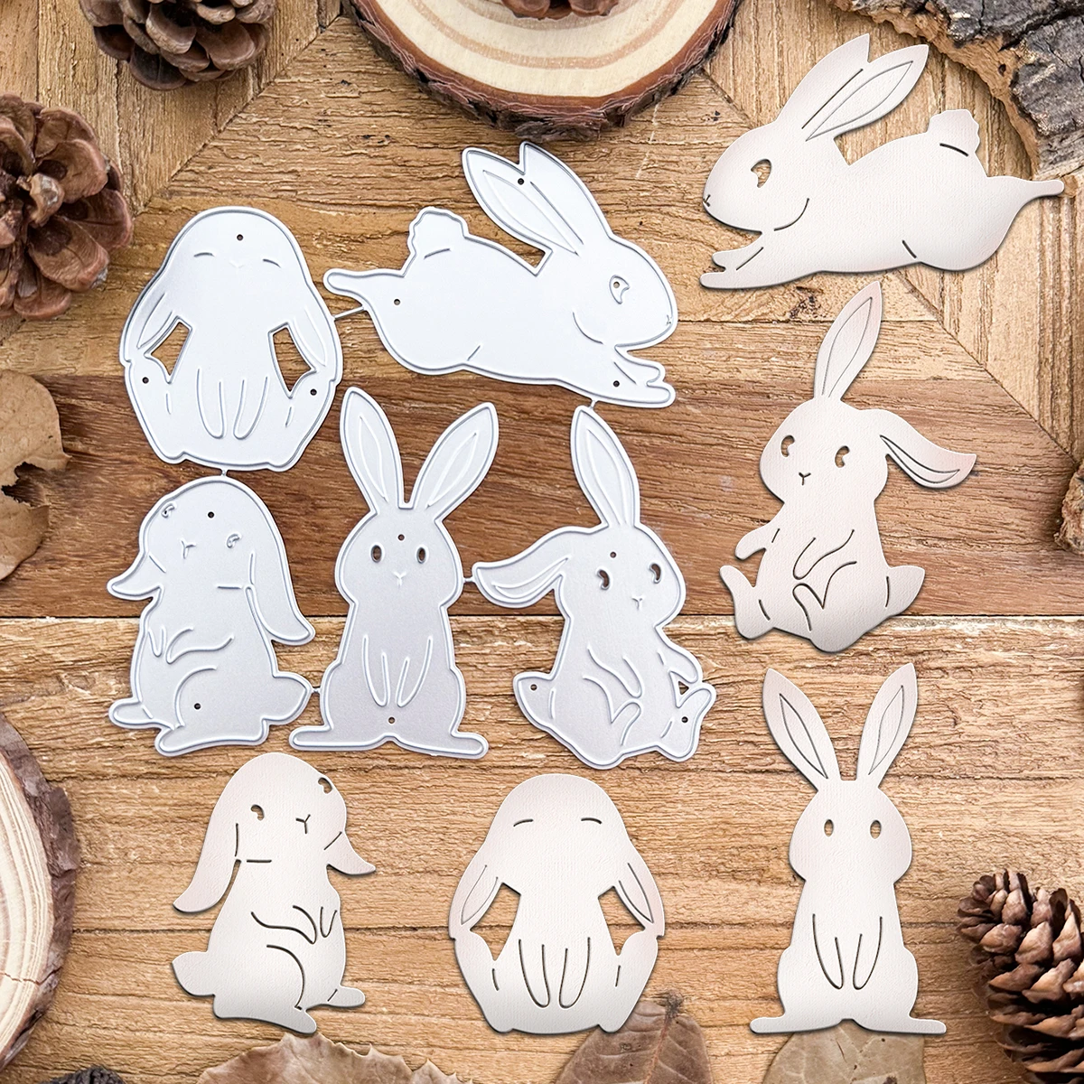 Original Lovely Spring Running Naughty Bunnies Metal Cutting Dies Scrapbooking Decorative Embossing DIY Paper Cards