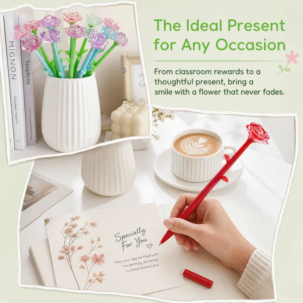Multifunctional Simulation Flower Ballpoint Pen Quick-dry Smooth Writing Neutral Pen Writing Pen Students