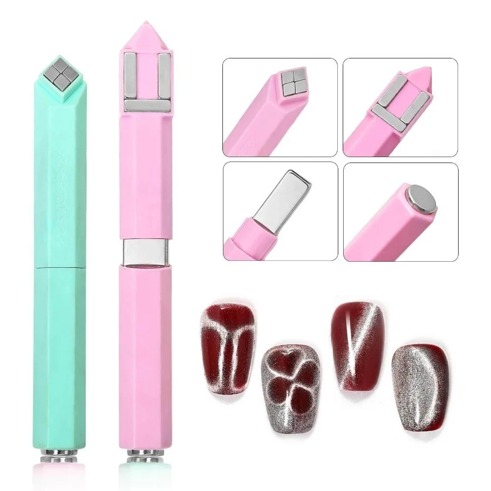 

4IN1 Diamond-Shaped Cat Eye Magnet for Nails DIY Portable Manicure Diamond Magnet Multifunctional Cat Eye Magnetic Nail Art Tool