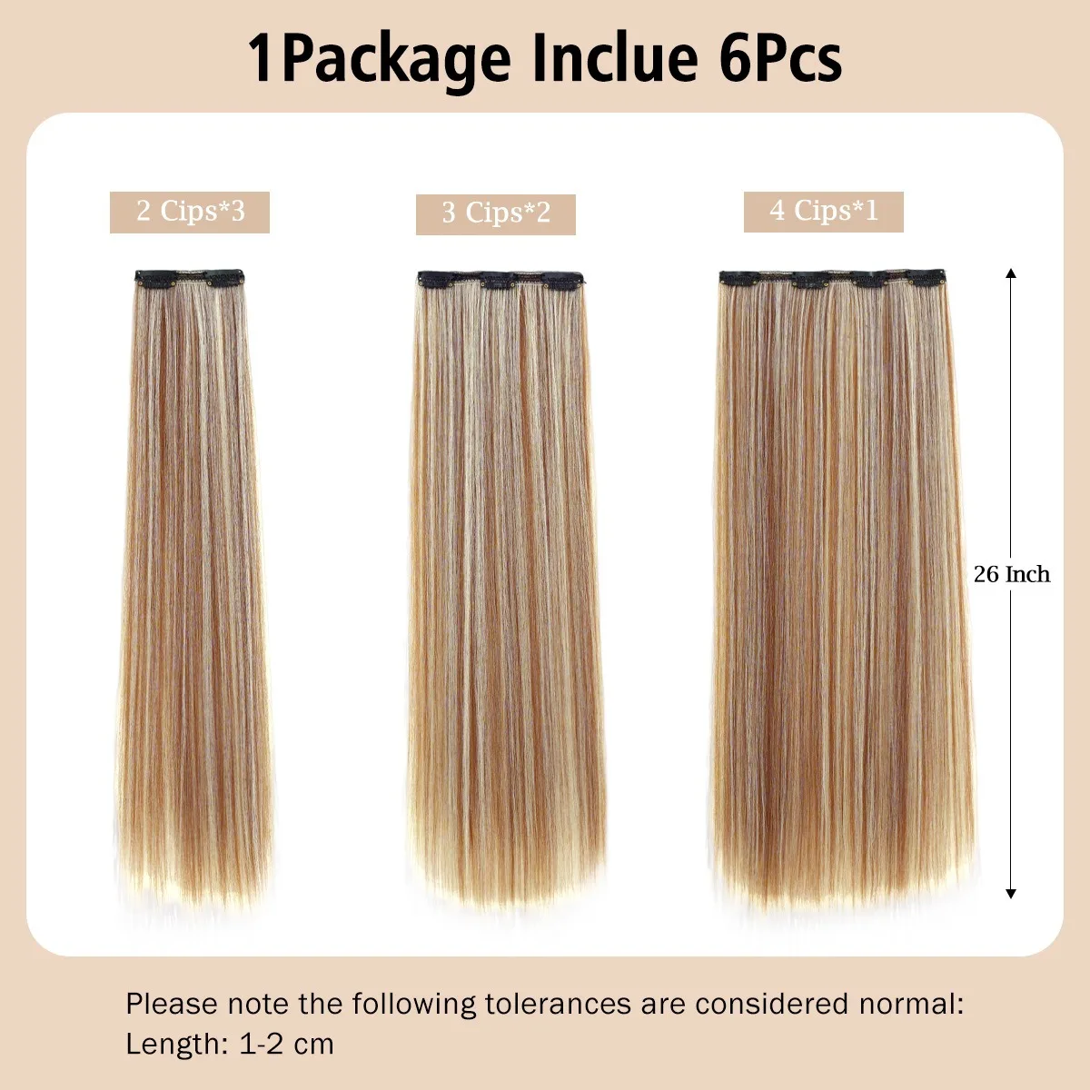 26 بوصة الاصطناعية طويلة مستقيم تصفيفة الشعر 6 قطعة/المجموعة 16 مقاطع في وصلات الشعر شقراء سوداء قطع الشعر ألياف مقاومة للحرارة #4