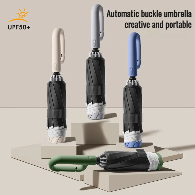 

Double large capacity windresistant rain and sunny dualuse automatic folding threefold umbrella