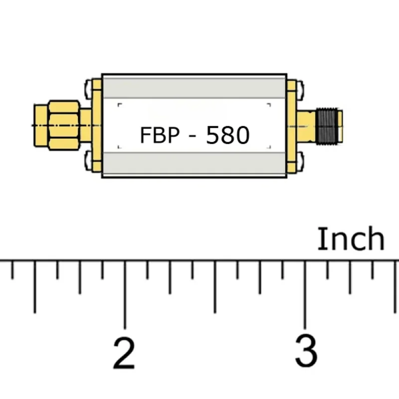 580 (560-620) MHz Band Pass Filter, Ultra Small Volume, SMA Interface