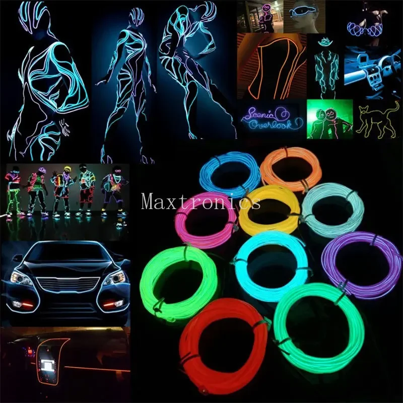 1M/3m/5M LED Neon Light USB Flexible EL Wire Rope Tube Waterproof LED Strip Tape for Holiday Dance Party Decor Light 3V 5V 12V