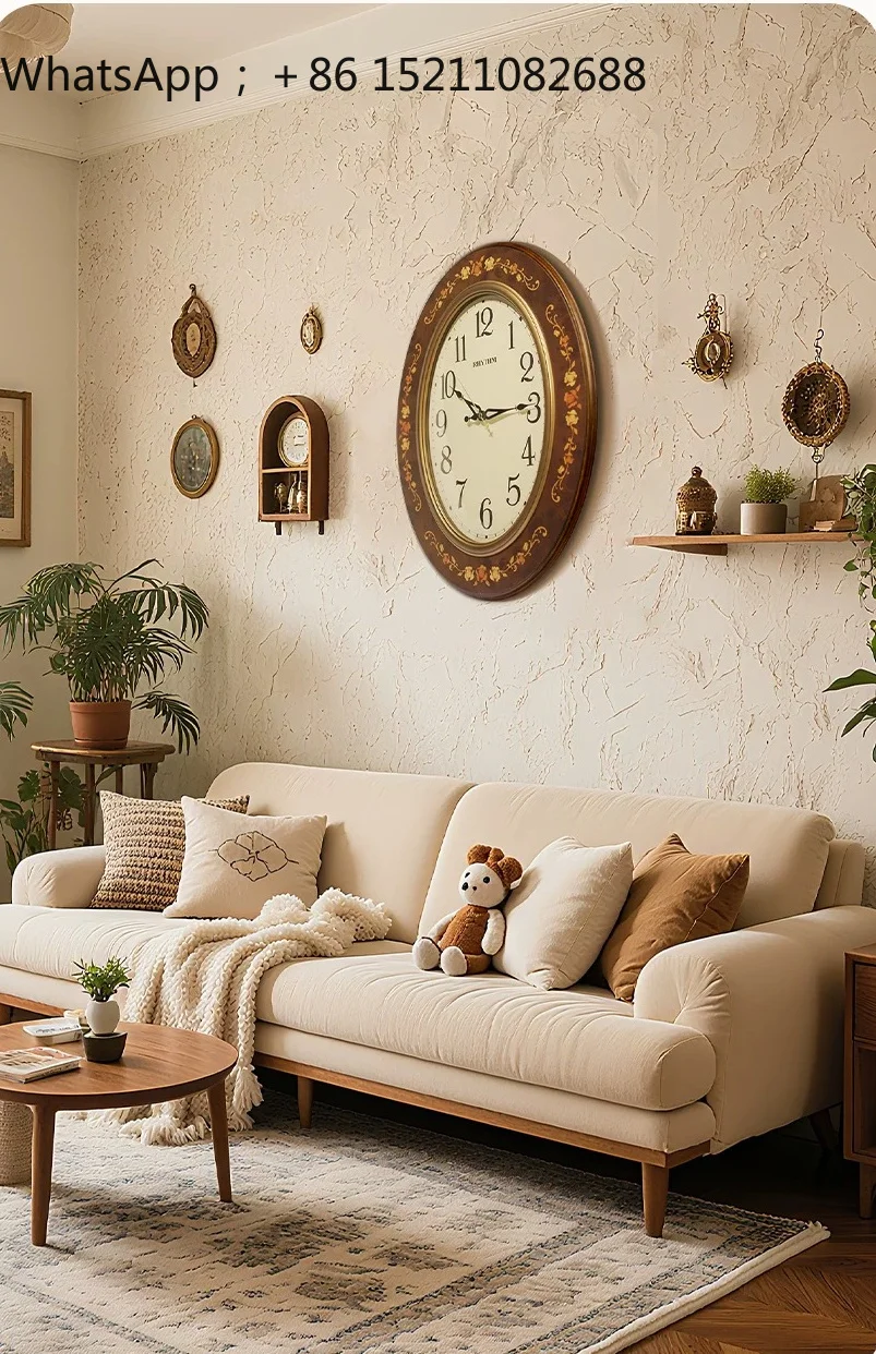 SCY retro wall clock living room with household light luxury simple fashion creative clock