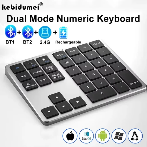 Imagen 1 del producto Mini teclado Digital 2,4G teclado numérico inalámbrico teclado Bluetooth recargable 35 teclas teclado numérico para Android Window PC