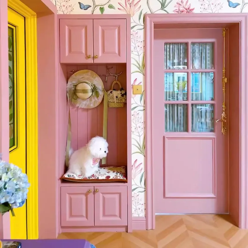 Bedroom door French door Retro door Bathroom Solid wood composite paint  Swing European swing