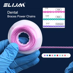 ELIJAH Orthodontic Elastic Power Chain Coloured Rubber Chain Long/Short/Continuous Rubber Chain Orthodontic dentistry Materials