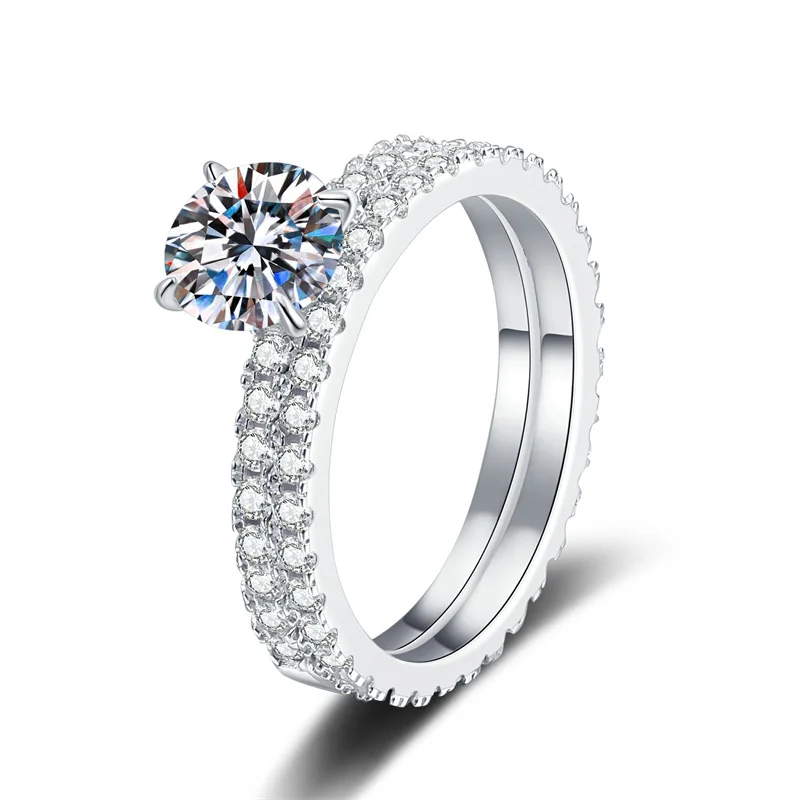 

JR082 Lefei модное модное роскошное кольцо с бриллиантами, классическое двойное кольцо с когтями из муассанита 4, для женщин, ювелирные изделия из стерлингового серебра 925 пробы