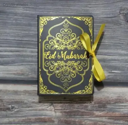 50 buah buku Quran bentuk Lebaran Mubarak kertas kotak hadiah Muslim pesta Islami makanan kue kemasan permen kotak Ramadan Kareem dekorasi