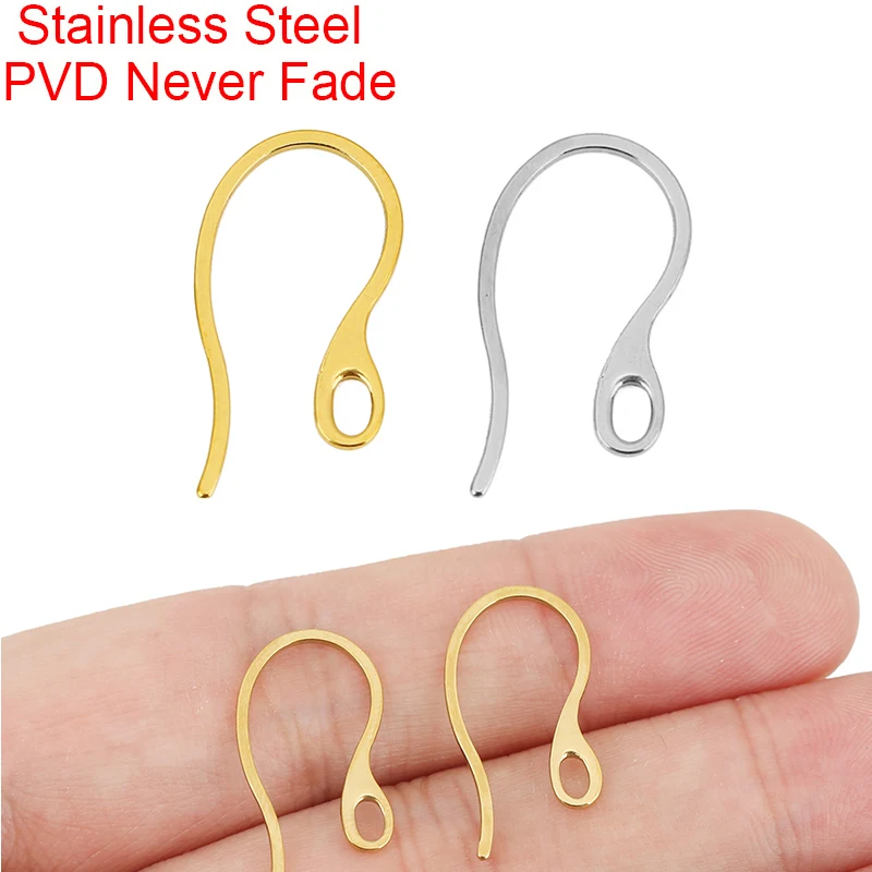 20pcs Hypoallergenic Stainless Steel Earrings Hooks Making PVD Never Fade Strong Earring Clasps Hooks For Diy Jewelry Supplies