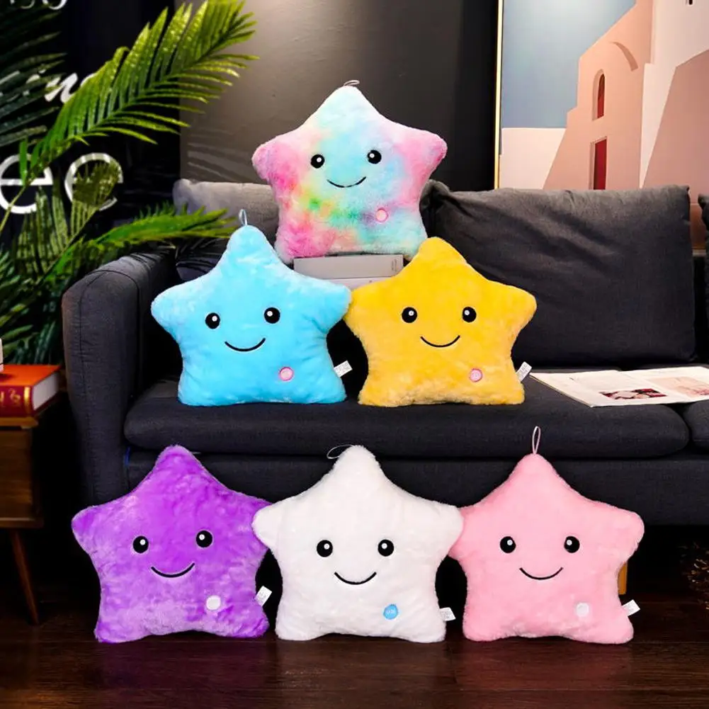 20CM Colorful Toy Luminous Pillow Soft Stuffed Plush Glowing Stars Creative Cushion Led Light Toys Gift For Kids Children Girls