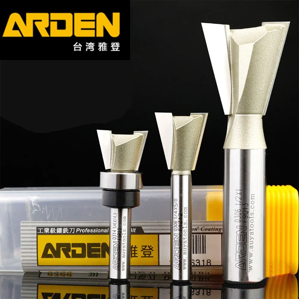 ARDEN  Woodworking Carbide Dovetail Router Bit Tool Tenon Groove Milling Cutter Wood Drawer Cabinet Clapboard Dovetail CNC Tool