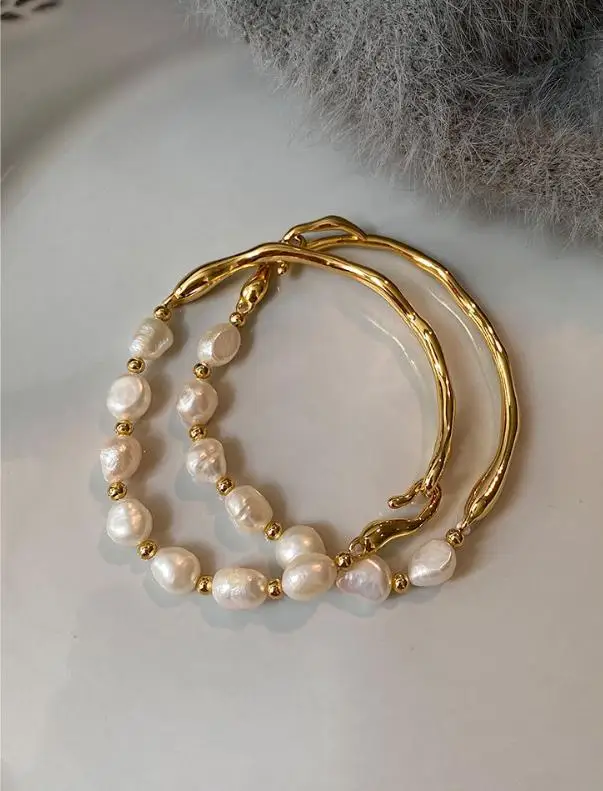 100% Natürliche Barocke Süßwasserperle 14K Goldgefüllter Damen-Armreif Schmuck Frauen Geburtstagsgeschenke 2027 Neuer Stil – Detail 10