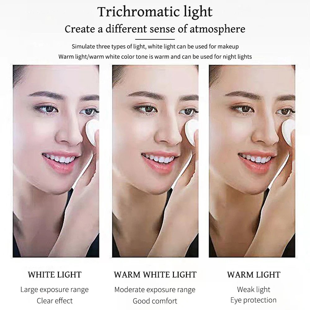 Lumières de vanité USB lumière tricolore pliable miroir de maquillage salle de bain coiffeuse éclairage réglable LED lumière de vanité pour la beauté