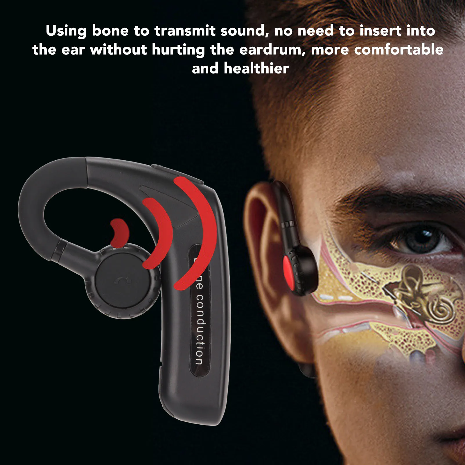 Bone Conduction Earbuds Stereo  5.0 Multifunctional Hands  Wireless Earpiece for Deaf  Earpiece image 5